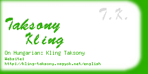 taksony kling business card